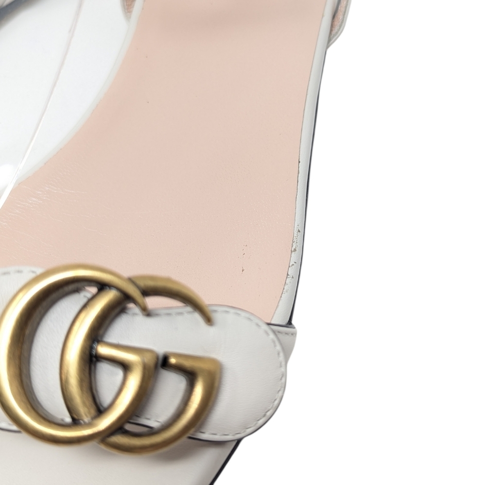 Gucci Marmont GG Double G Ivory White Flat Sandal Size EU 39 - Picture 9 of 12